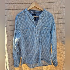 Boston Crew 100% Linen Mens Long Sleeve Shirt Size Large